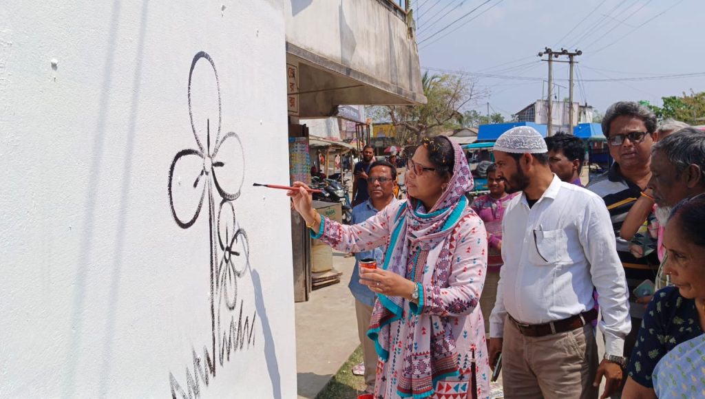 Minister Sabina Yasmin did wall writing in support of Shahnawaz Ali